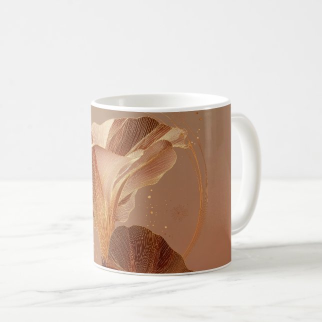 Caneca De Café Lírio-de-callas Laranja Queimado Botânico (Frente Esquerda)