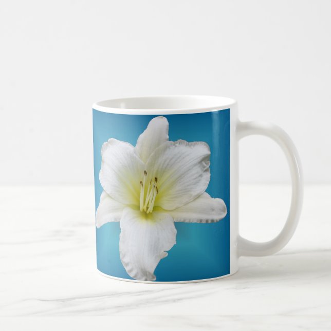 Caneca De Café Lírio delicado - hemerocallis no azul (Direita)