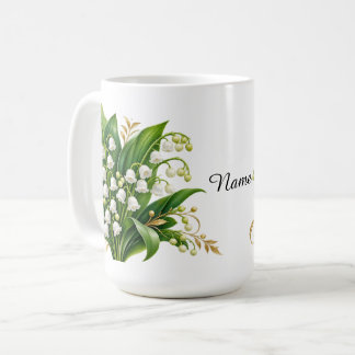 Caneca De Café Lírio-do-vale de Maio Personalizado Flor de Nascim