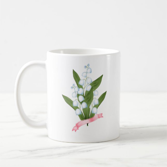 Caneca De Café Lírio do vale, retrô (Esquerda)