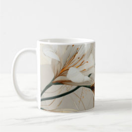 Caneca De Café Lírio Dourado Minimalista Elegante Neutro