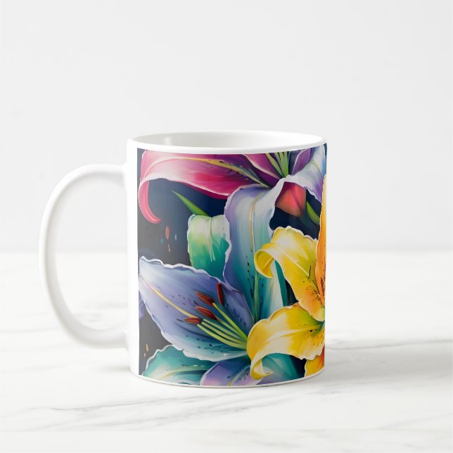 Caneca De Café Lírios arco-íris (Esquerda)