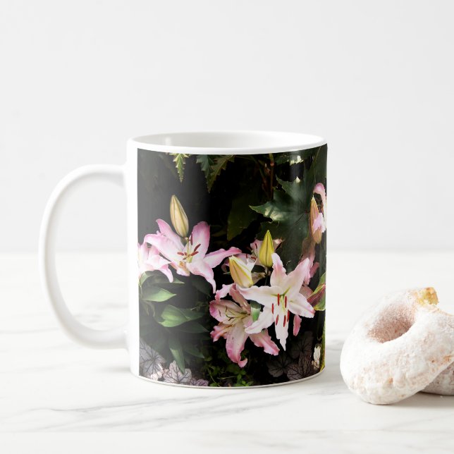 Caneca De Café Lírios cor-de-rosa/brancos MUG em Longwood (Com Donut)