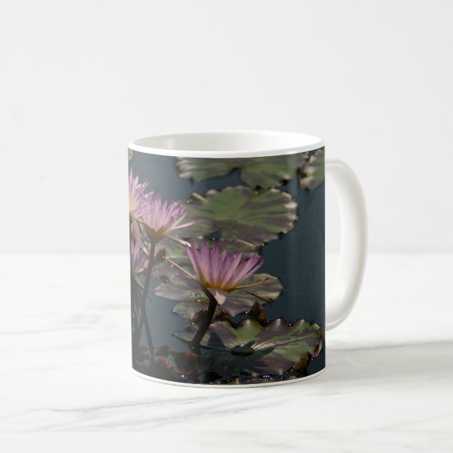 Caneca De Café Lírios-d'água Rosa (Frente Esquerda)