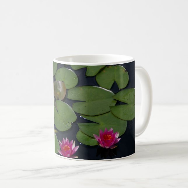 Caneca De Café Lírios-d'água Rosa (Frente Esquerda)