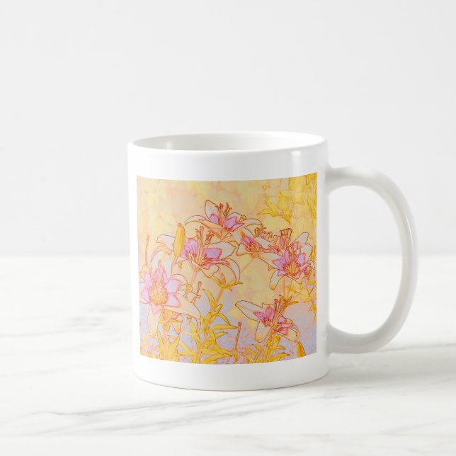 Caneca De Café Lírios de outono - Cores de Água Digital (Direita)