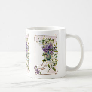 Caneca De Café Lírios e violetas Namorados de vindima