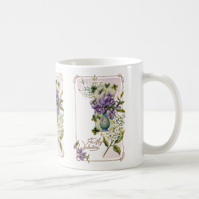 Caneca De Café Lírios e violetas Namorados de vindima (Direita)