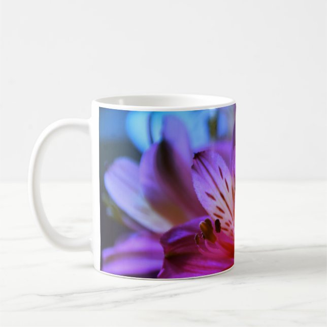Caneca De Café Lírios Púrpuros, Rosa Floral, Café Mug (Esquerda)