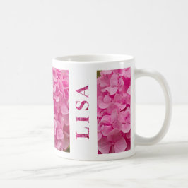 Caneca De Café "Lisa" Nome Primavera Rosa Hydrangea Floral Letter
