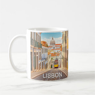Caneca De Café Lisboa Portugal Pantheon Alfama Watercolor