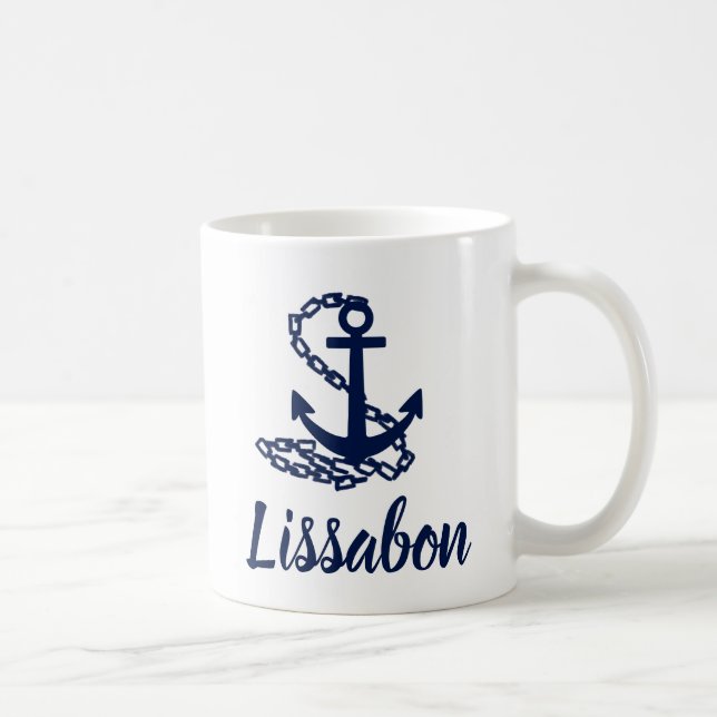 Caneca De Café Lissabon - Estilo Marítimo Blue E White Mug (Direita)