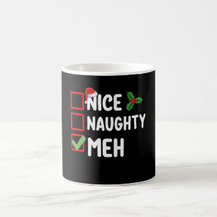 Caneca De Café Lista de Natal Divertida, Maliciosa, Meh e Alegre
