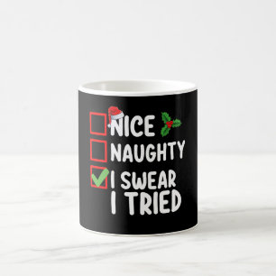 Caneca De Café Lista de Natal Eu Juro Que Tentei Bonito Malvado