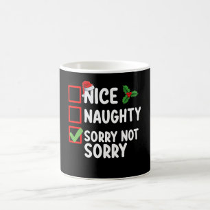 Caneca De Café Lista de Natal Nice Naughty Desculpe Não Feriado