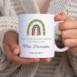 Caneca De Café Lista de Natal Personalizada para Professores Arco