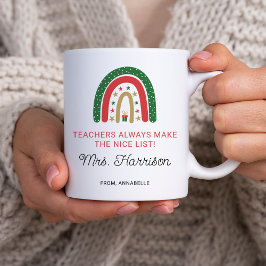 Caneca De Café Lista de Natal Personalizada para Professores Arco