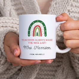 Caneca De Café Lista de Natal Personalizada para Professores Arco