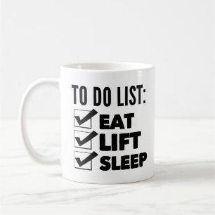 Caneca De Café Lista de Tarefas a Fazer: Comer, Levantar, Dormir