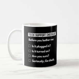 Caneca De Café Lista de Verificação de Suporte Técnico Humorista