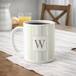 Caneca De Café Listra Azul Empoeirada Neutra Inicial Rustica Casa