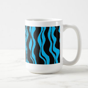 Caneca De Café Listra de Zebra Preta e Azul