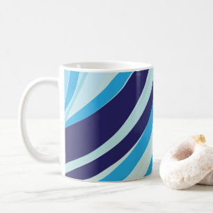Caneca De Café Listra Diagonal Azul Abstrata Fofa