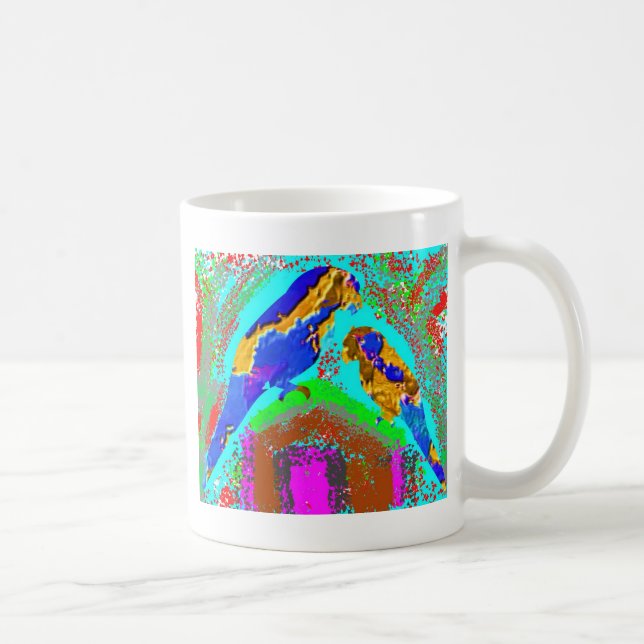 Caneca De Café Listra dourada - papagaio do bebê das mamães n (Direita)
