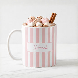 Caneca De Café Listra Monograma Rosa Claro