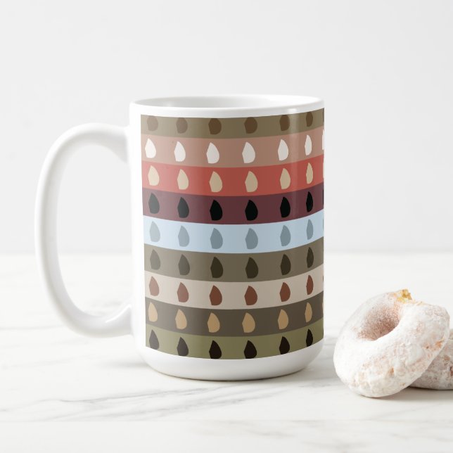 Caneca De Café Listra Tribal Colorida (Com Donut)