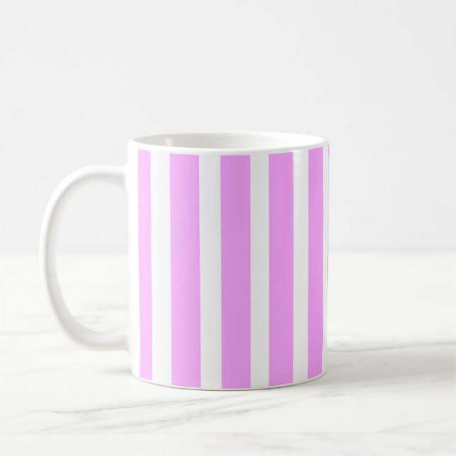 Caneca De Café Listra Vertical Rosa e Branco (Esquerda)