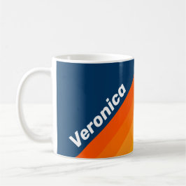 Caneca De Café Listra Vintage Azul com Nome