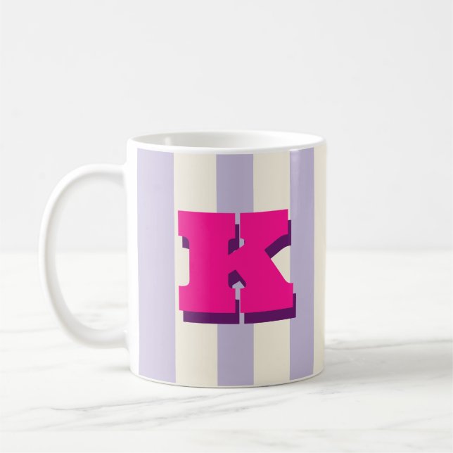 Caneca de Café Listrada Personalizada com Inicial  (Esquerda)