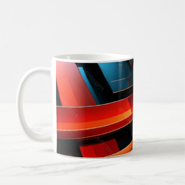 Caneca De Café Listras Abstratas Elétricas (Esquerda)