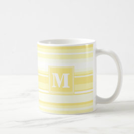 Caneca De Café Listras amarelas de limão monograma