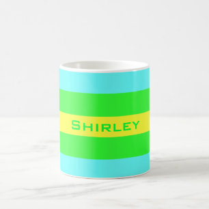 Caneca De Café Listras amarelas, verdes, azuis por Shirley Taylor