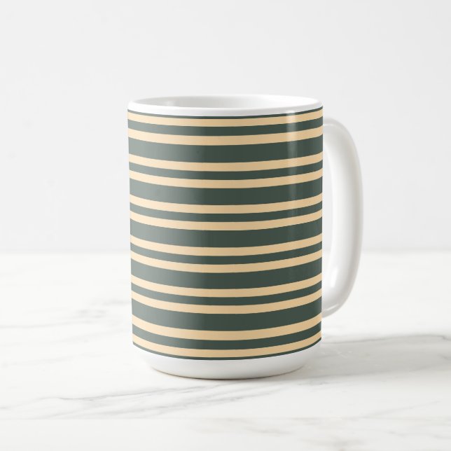 Caneca De Café Listras Amarelas Verdes Padrão (Frente Esquerda)