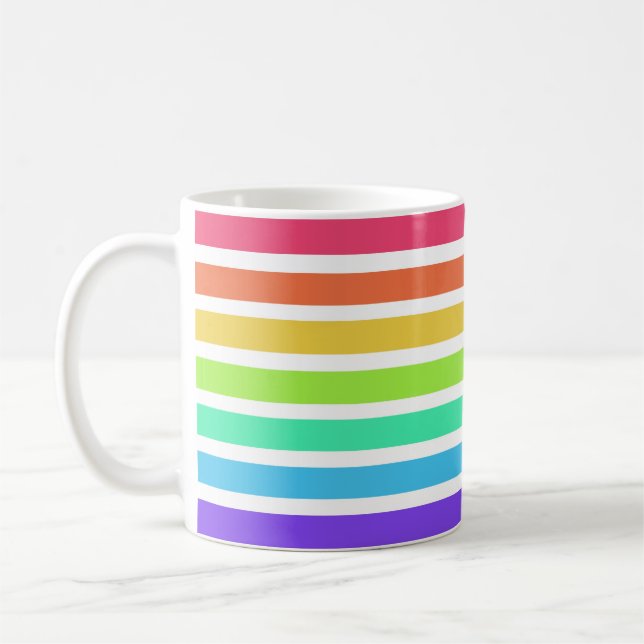 Caneca De Café Listras arco-íris brilhantes (Esquerda)