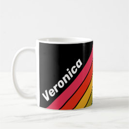 Caneca De Café Listras Arco-Íris Meia-Noite com Nome Retrô