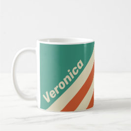 Caneca De Café Listras Atemporais Retro com Nome