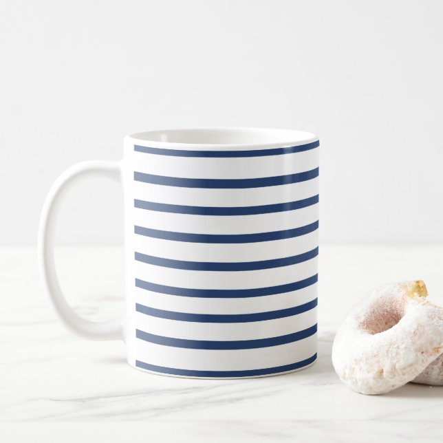 Caneca De Café Listras Azuis (Com Donut)