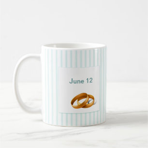Caneca De Café Listras azuis - alianças de casamento