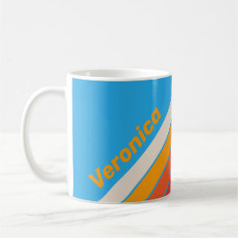 Caneca De Café Listras Azuis Desbotadas com Nome