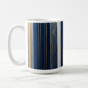 Caneca De Café Listras Azuis do Blues do Hanukkah Branco Dourado