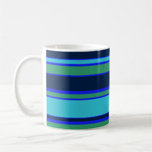Caneca De Café Listras azuis e verdes