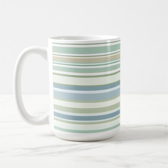 Caneca De Café Listras azuis verdes e brancas (Esquerda)