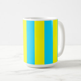 Caneca De Café Listras Azul Claras e Amarelas