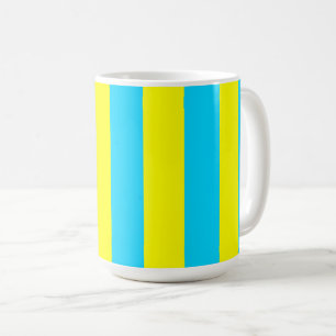 Caneca De Café Listras Azul Claras e Amarelas