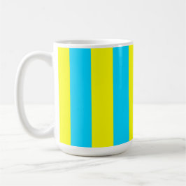 Caneca De Café Listras Azul Claras e Amarelas