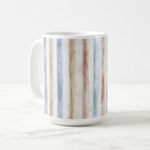 Caneca De Café Listras Bege Creme Azul Bonito